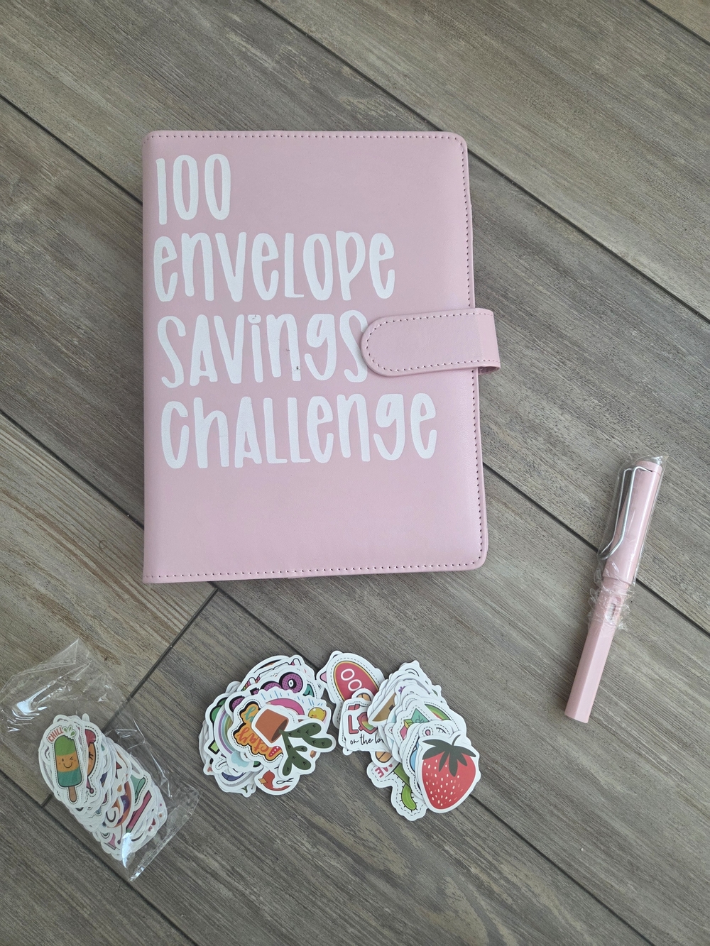Pink 100 Envelope Savings Challenge Organizer Wallet